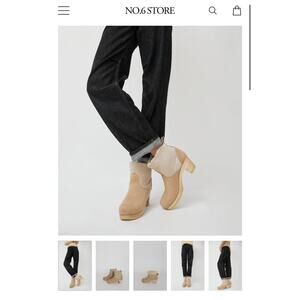 No.6	5' pull on shearling clogs boot on high heel in bone suede	37